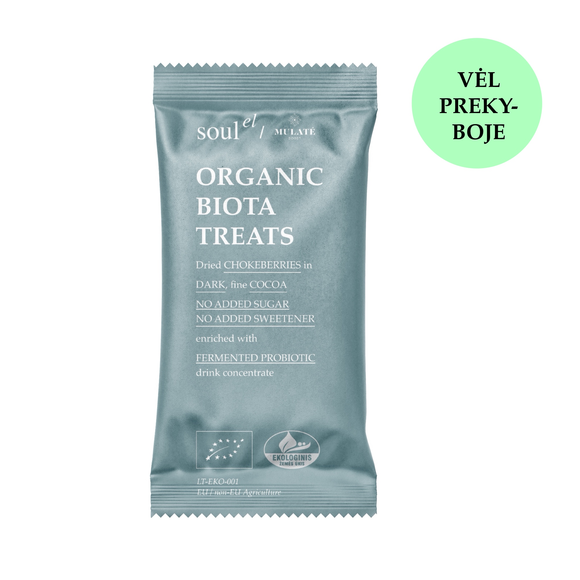 Ekologiški aronijų skanukai su gyvosiomis bakterijomis ir kakava – natūralus žarnyno mikrobiotos palaikymas.